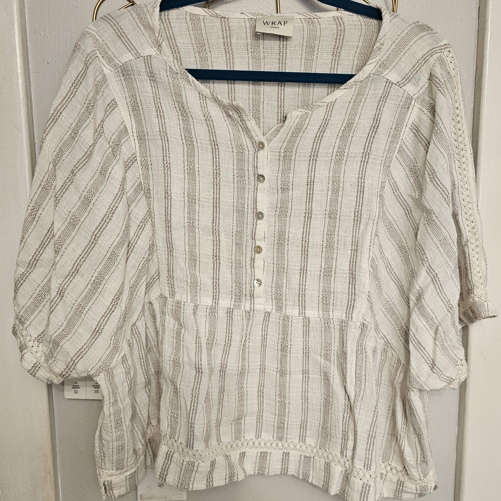Wrap London White Striped Blouse